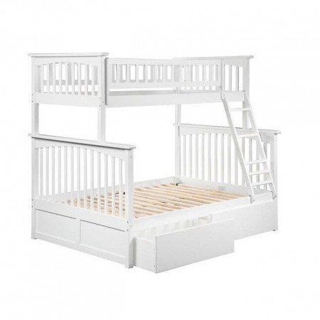 1412 White : Giường 2 Tầng + Hộc Kéo - 1m2 / 1m4